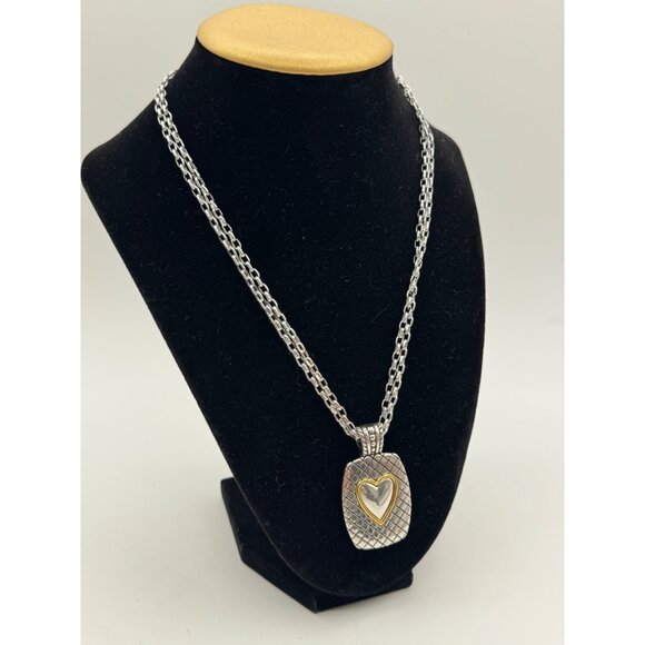 Brighton Reversible Double Face Silver/Gold Heart Pendant - Picture 2 of 6